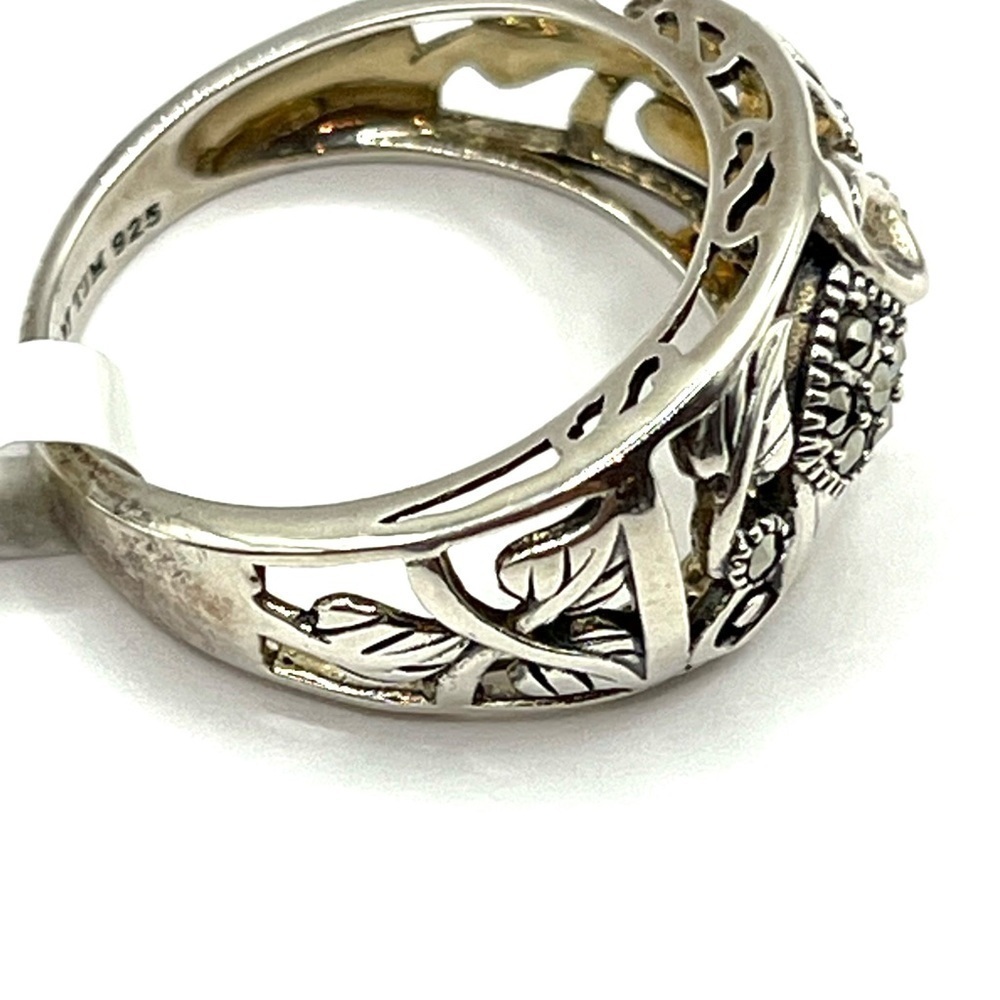 Sterling Silver Elephant Ring Marcasite Garnet Sterling Silver Ring Size 6 - Picture 8 of 12